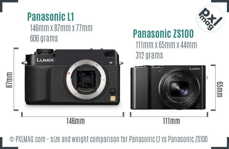 Panasonic L1 vs Panasonic ZS100 size comparison