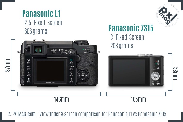 Panasonic L1 vs Panasonic ZS15 Screen and Viewfinder comparison