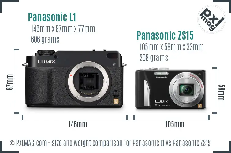 Panasonic L1 vs Panasonic ZS15 size comparison