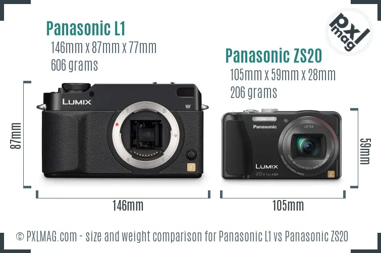 Panasonic L1 vs Panasonic ZS20 size comparison