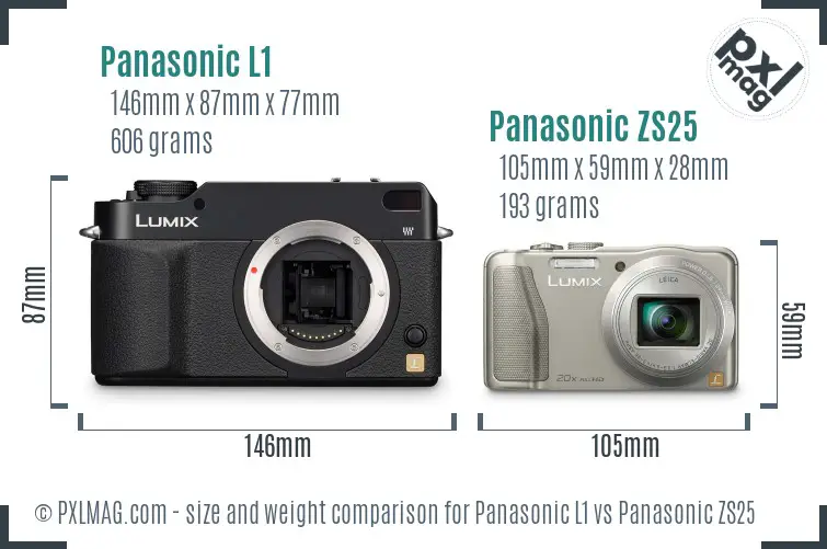 Panasonic L1 vs Panasonic ZS25 size comparison