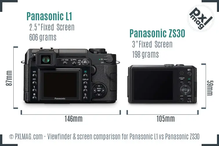 Panasonic L1 vs Panasonic ZS30 Screen and Viewfinder comparison