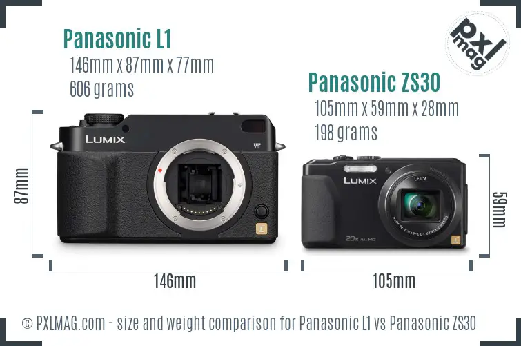 Panasonic L1 vs Panasonic ZS30 size comparison