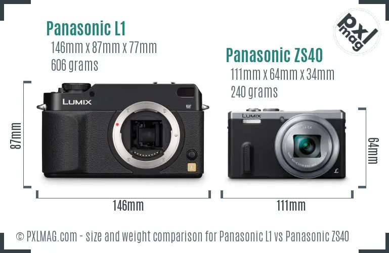 Panasonic L1 vs Panasonic ZS40 size comparison