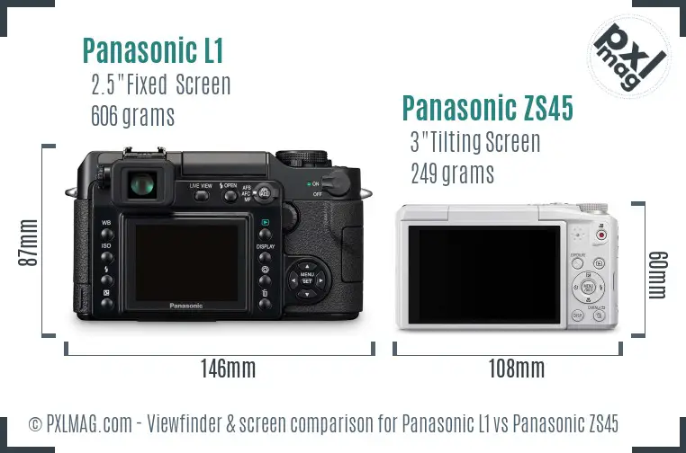Panasonic L1 vs Panasonic ZS45 Screen and Viewfinder comparison