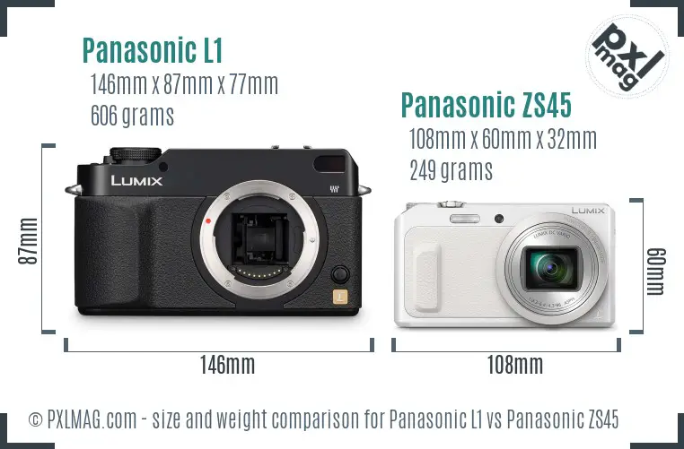 Panasonic L1 vs Panasonic ZS45 size comparison