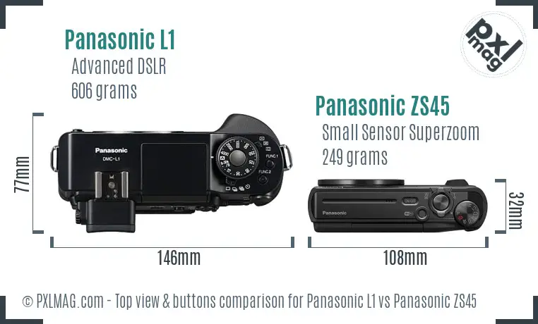Panasonic L1 vs Panasonic ZS45 top view buttons comparison