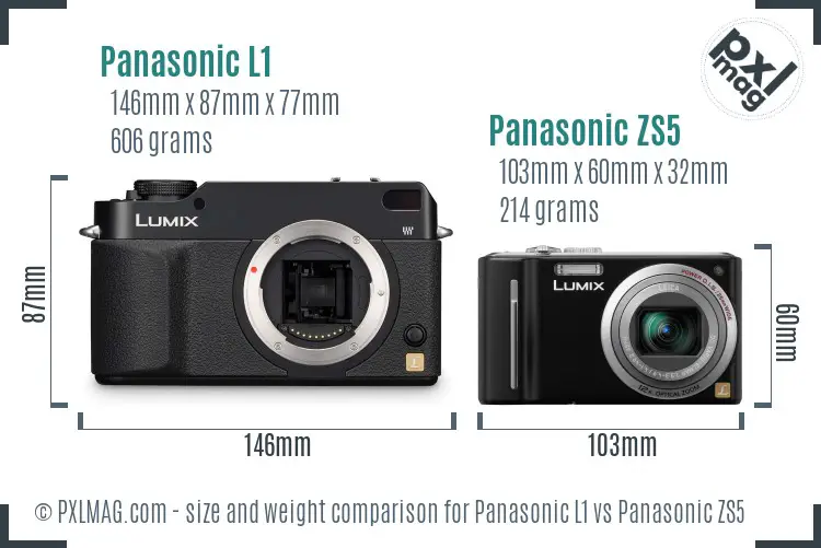 Panasonic L1 vs Panasonic ZS5 size comparison
