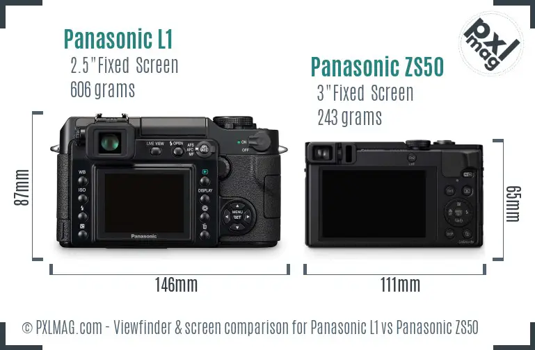 Panasonic L1 vs Panasonic ZS50 Screen and Viewfinder comparison