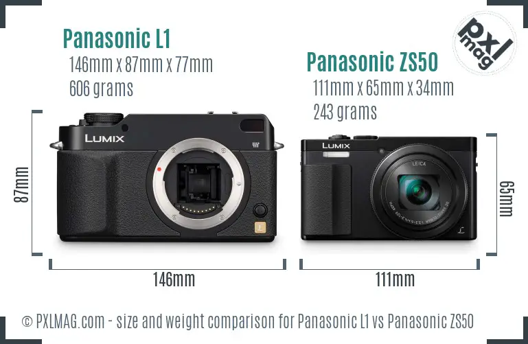 Panasonic L1 vs Panasonic ZS50 size comparison