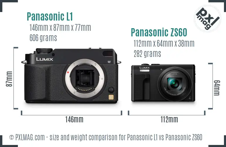 Panasonic L1 vs Panasonic ZS60 size comparison