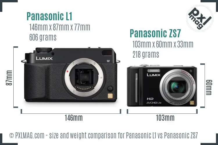 Panasonic L1 vs Panasonic ZS7 size comparison