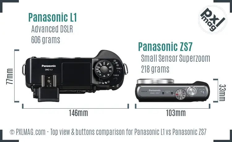 Panasonic L1 vs Panasonic ZS7 top view buttons comparison