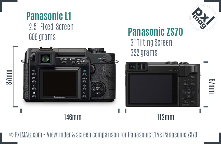 Panasonic L1 vs Panasonic ZS70 Screen and Viewfinder comparison