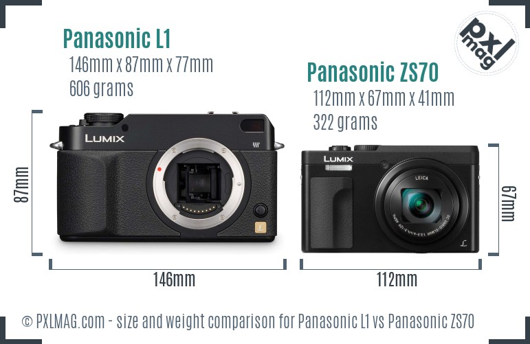 Panasonic L1 vs Panasonic ZS70 size comparison