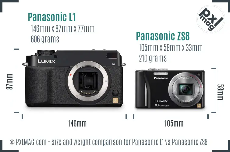 Panasonic L1 vs Panasonic ZS8 size comparison