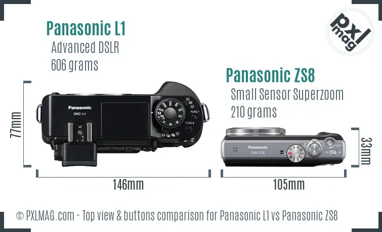 Panasonic L1 vs Panasonic ZS8 top view buttons comparison