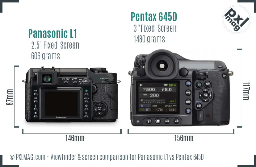 Panasonic L1 vs Pentax 645D Screen and Viewfinder comparison