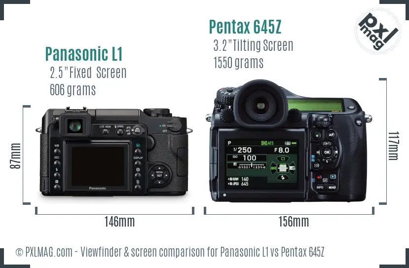 Panasonic L1 vs Pentax 645Z Screen and Viewfinder comparison