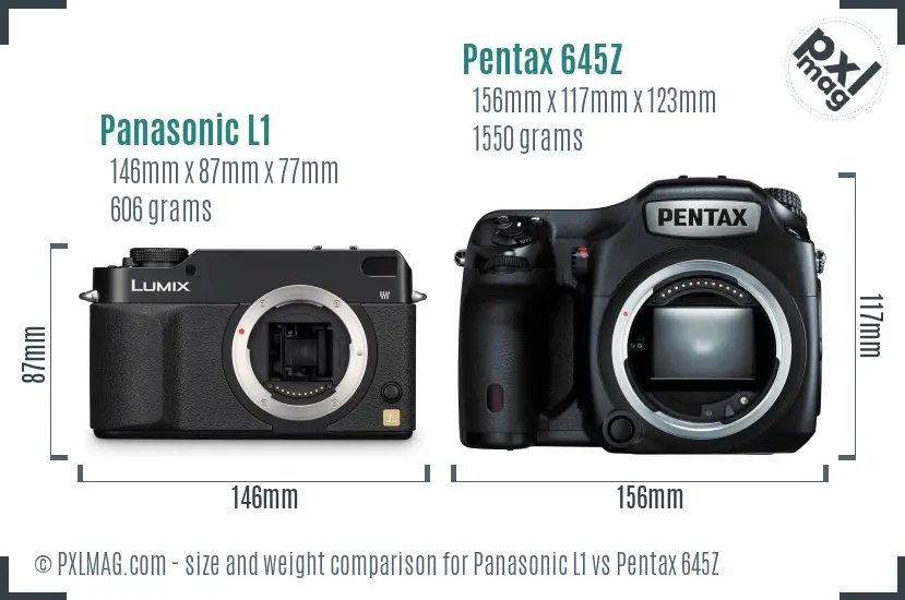 Panasonic L1 vs Pentax 645Z size comparison