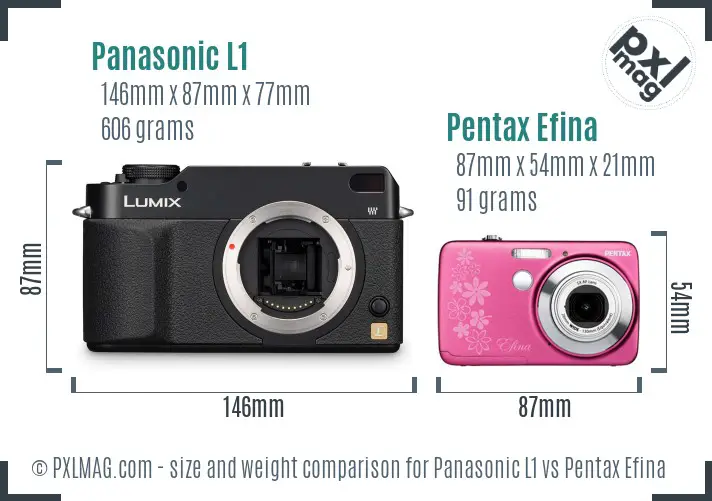 Panasonic L1 vs Pentax Efina size comparison