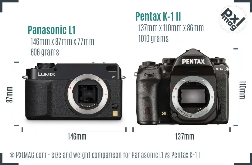 Panasonic L1 vs Pentax K-1 II size comparison