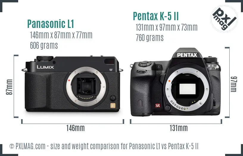 Panasonic L1 vs Pentax K-5 II size comparison