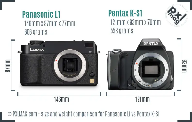 Panasonic L1 vs Pentax K-S1 size comparison