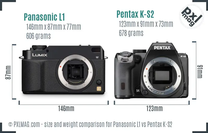 Panasonic L1 vs Pentax K-S2 size comparison