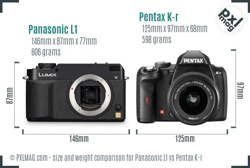 Panasonic L1 vs Pentax K-r size comparison