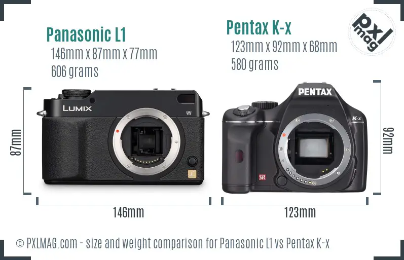 Panasonic L1 vs Pentax K-x size comparison