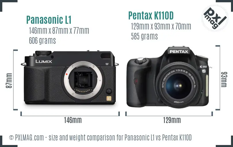 Panasonic L1 vs Pentax K110D size comparison