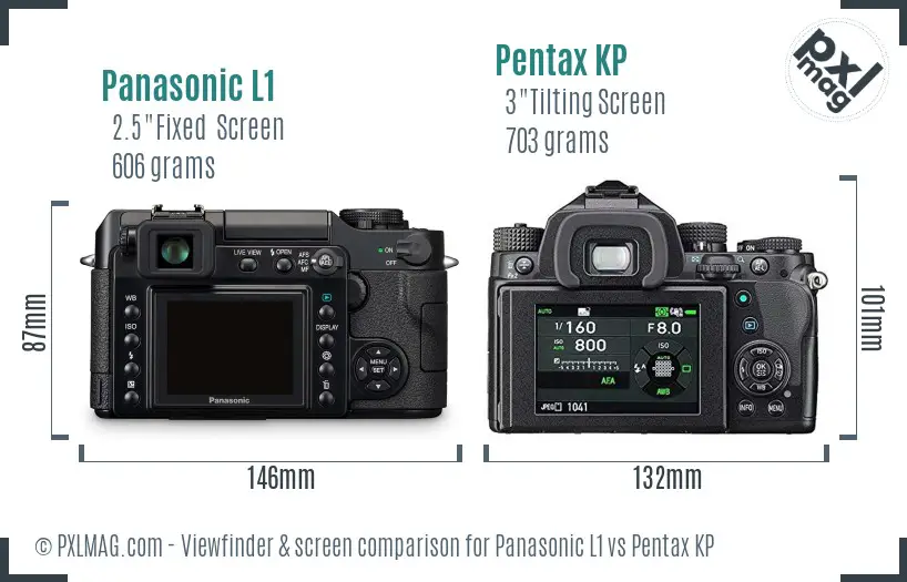 Panasonic L1 vs Pentax KP Screen and Viewfinder comparison