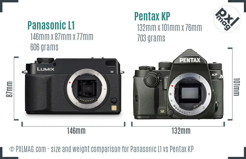 Panasonic L1 vs Pentax KP size comparison