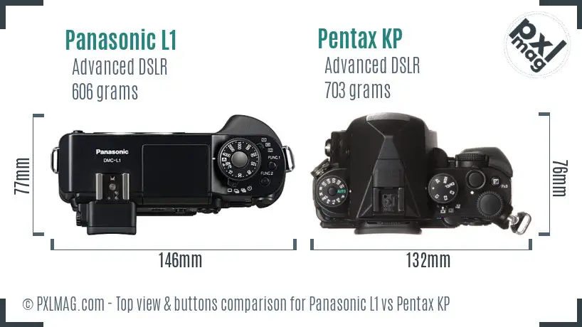 Panasonic L1 vs Pentax KP top view buttons comparison