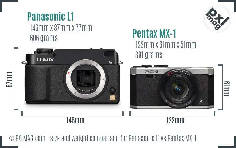Panasonic L1 vs Pentax MX-1 size comparison