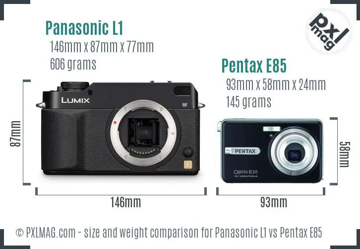 Panasonic L1 vs Pentax E85 size comparison
