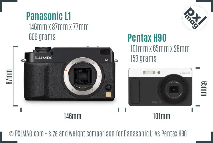 Panasonic L1 vs Pentax H90 size comparison