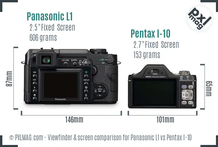 Panasonic L1 vs Pentax I-10 Screen and Viewfinder comparison