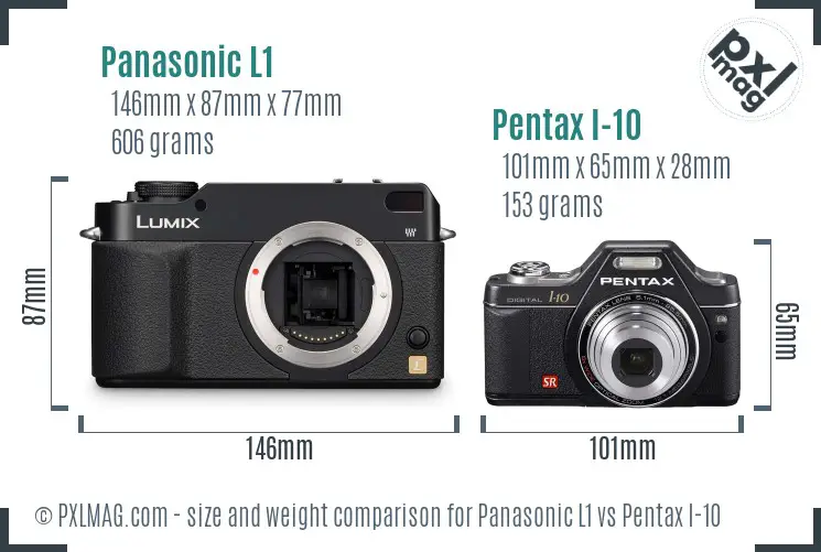 Panasonic L1 vs Pentax I-10 size comparison