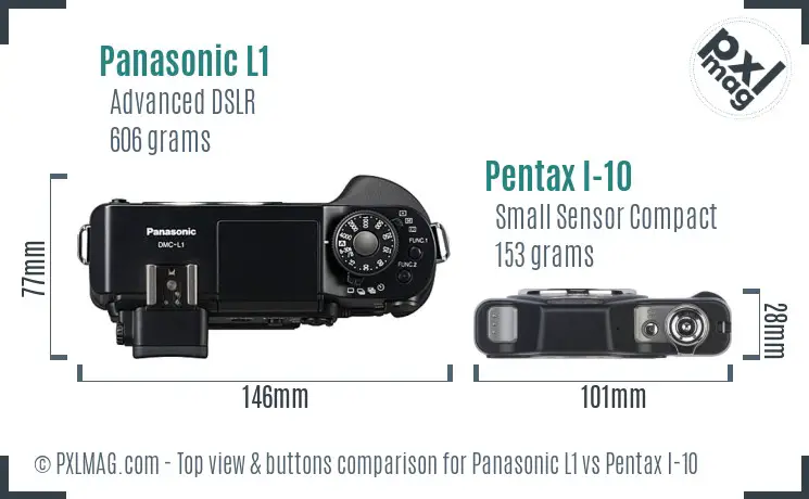 Panasonic L1 vs Pentax I-10 top view buttons comparison
