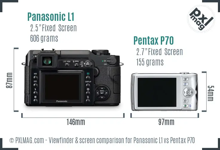 Panasonic L1 vs Pentax P70 Screen and Viewfinder comparison