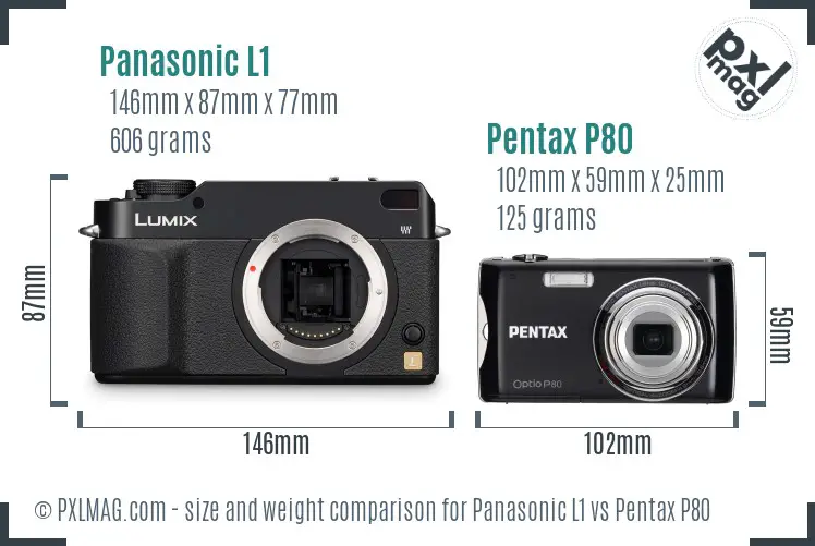 Panasonic L1 vs Pentax P80 size comparison