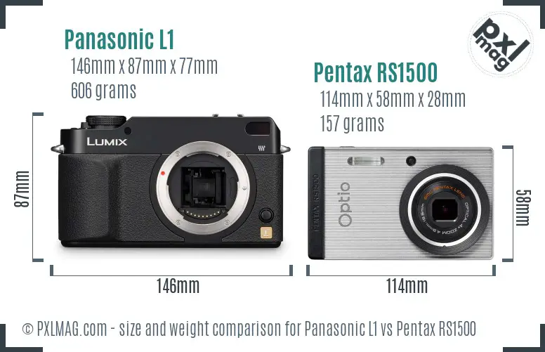 Panasonic L1 vs Pentax RS1500 size comparison