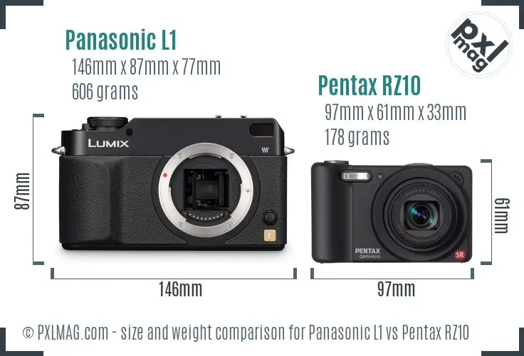 Panasonic L1 vs Pentax RZ10 size comparison