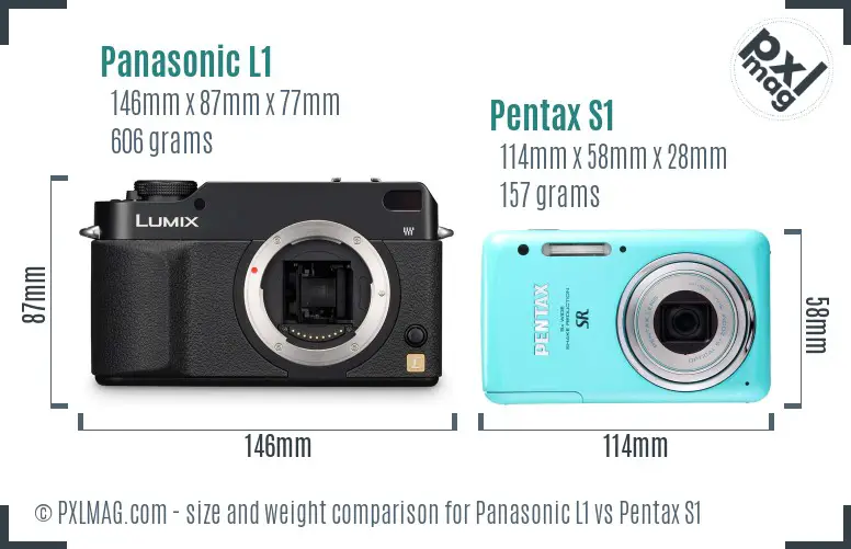 Panasonic L1 vs Pentax S1 size comparison