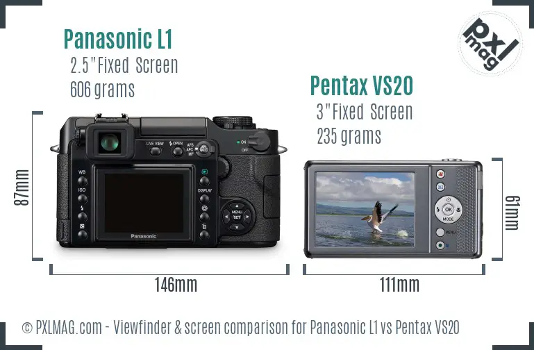 Panasonic L1 vs Pentax VS20 Screen and Viewfinder comparison