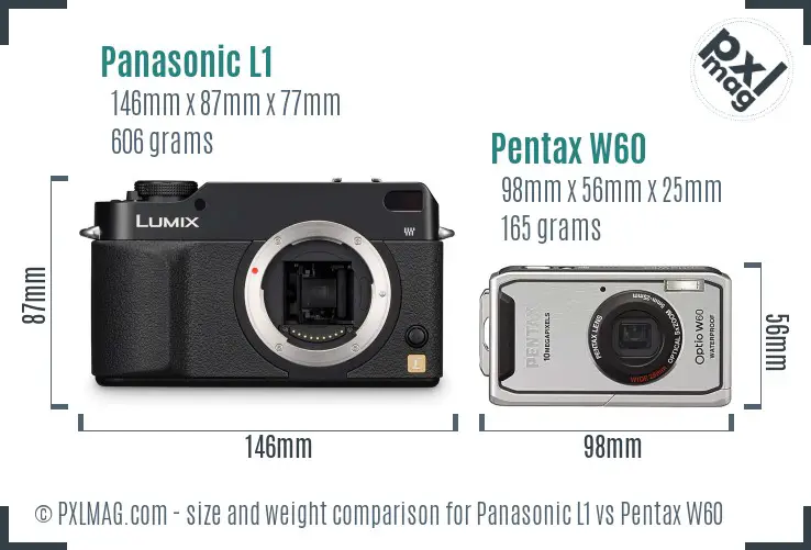 Panasonic L1 vs Pentax W60 size comparison