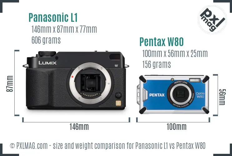 Panasonic L1 vs Pentax W80 size comparison