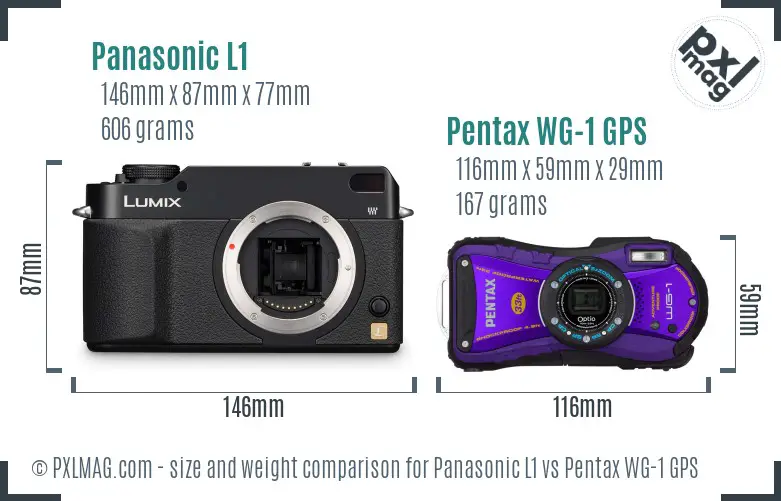 Panasonic L1 vs Pentax WG-1 GPS size comparison